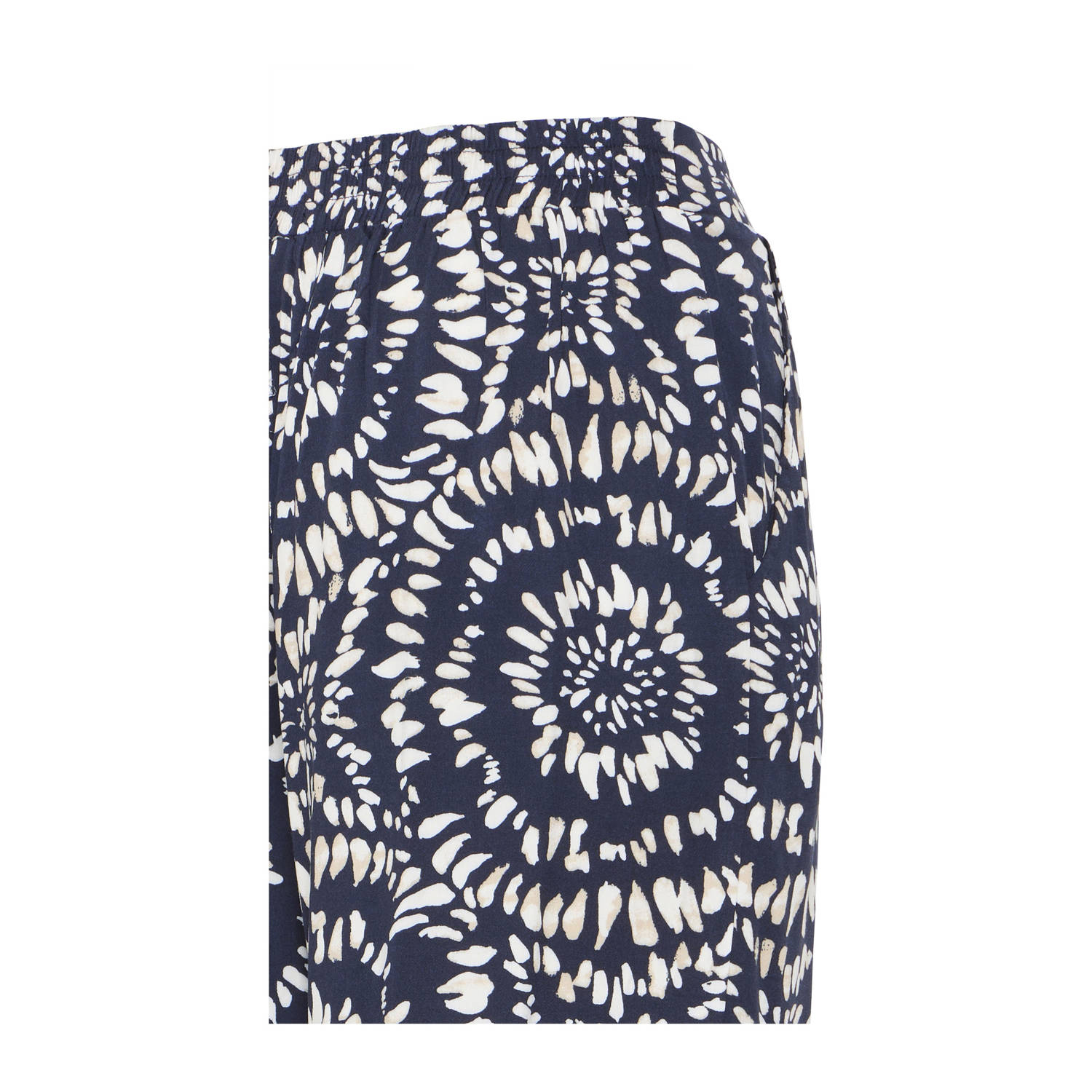 ICHI wide leg regular waist casual broek donkerblauw