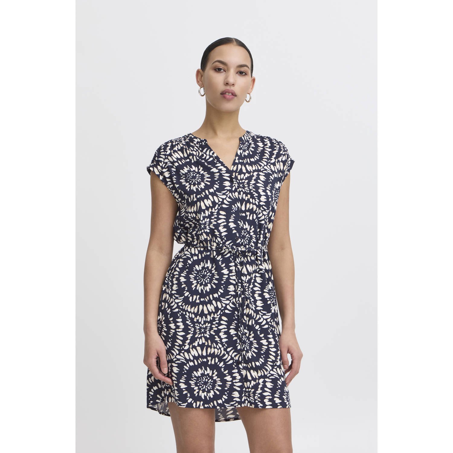ICHI zomerjurk donkerblauw