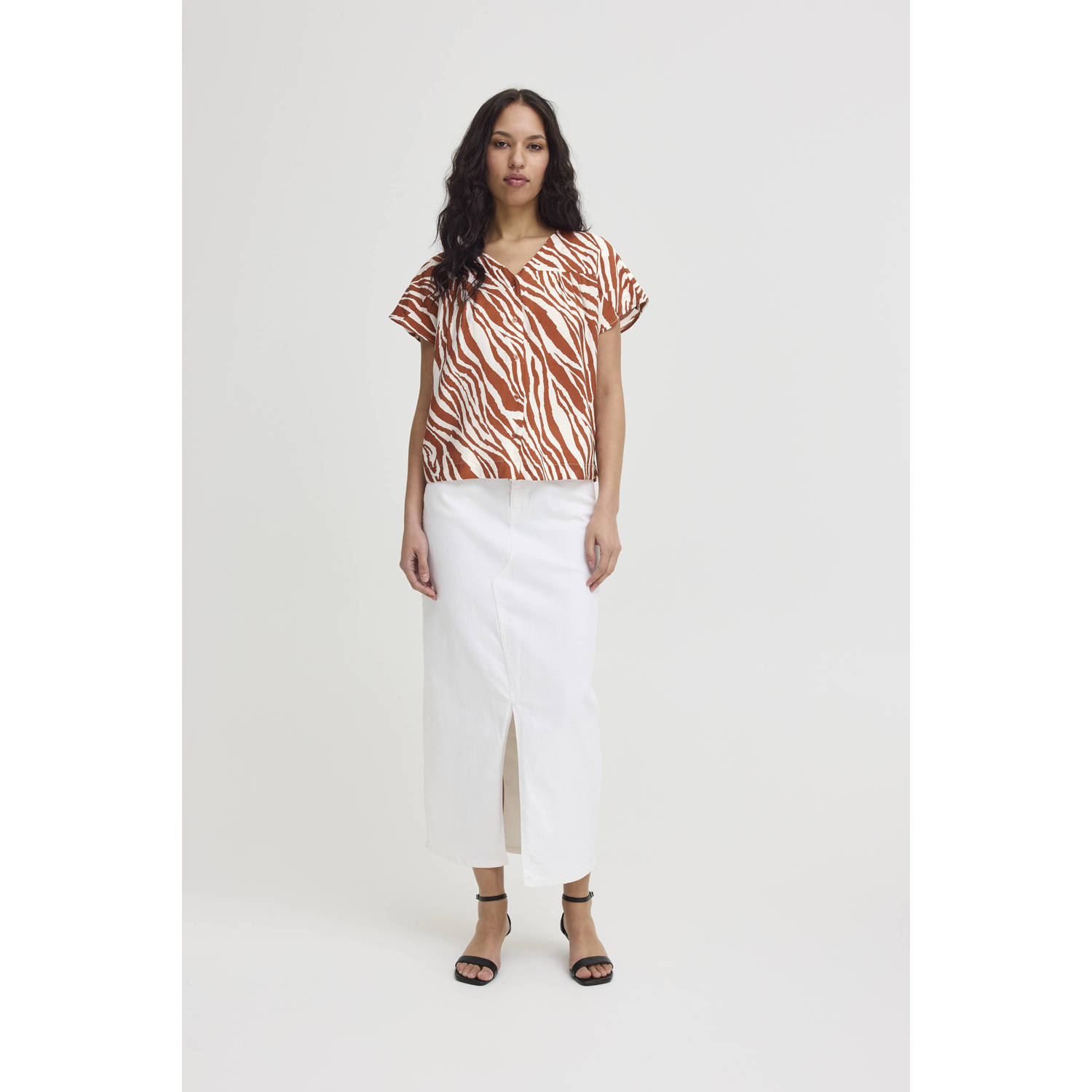 ICHI blouse roodbruin