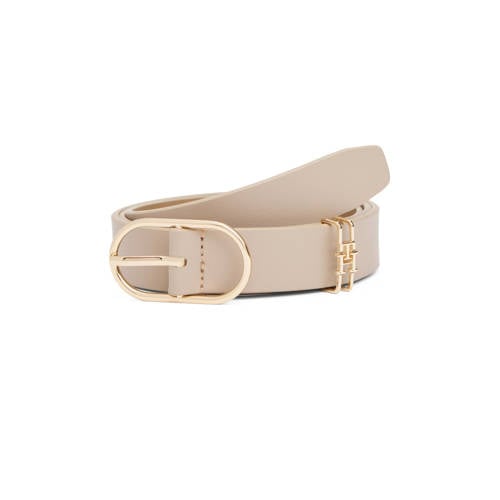 Tommy Hilfiger leren riem TH Feminine beige afbeelding