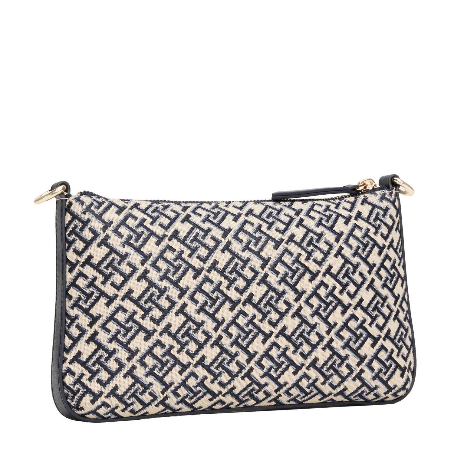 Tommy Hilfiger crossbody tas TH Jacquard met logoprint donkerblauw beige