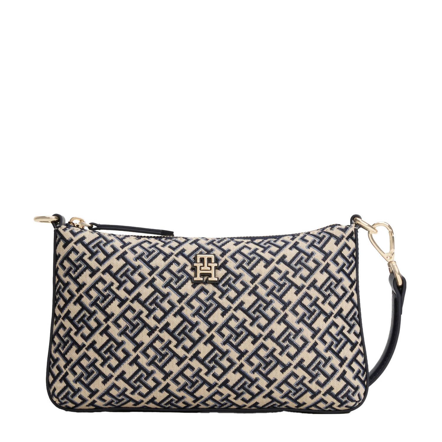 Tommy Hilfiger crossbody tas TH Jacquard met logoprint donkerblauw beige
