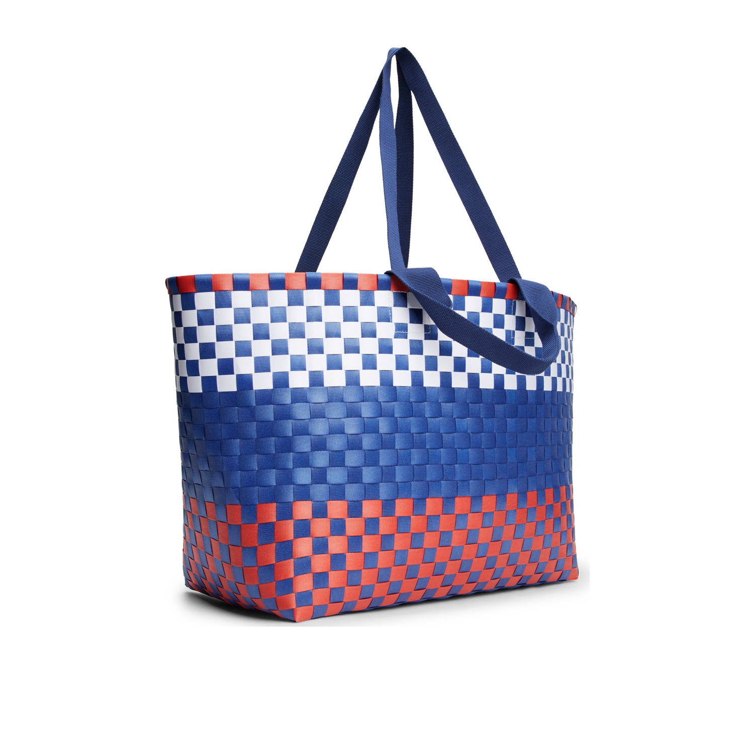 Tommy Jeans geweven shopper TJW Tote Edition blauw rood