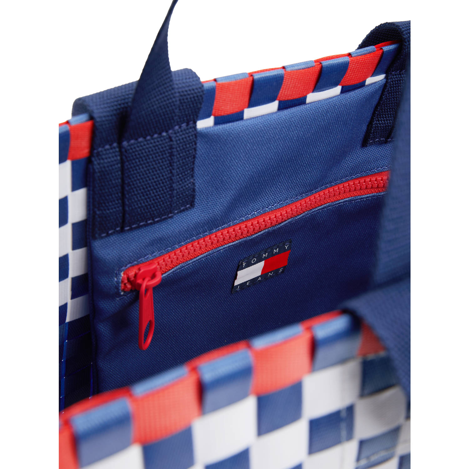 Tommy Jeans geweven shopper TJW Tote Edition blauw rood