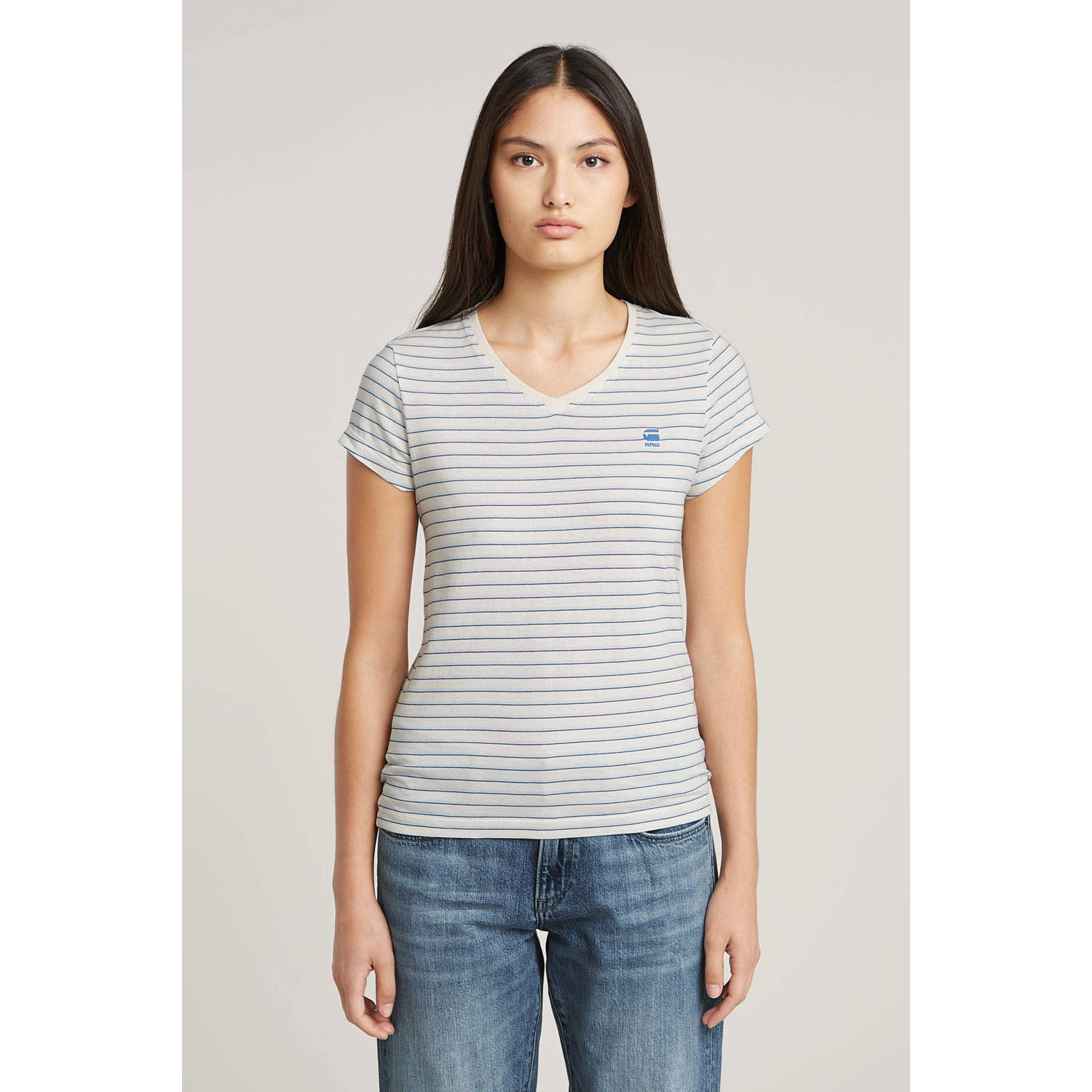 G-Star Raw Slim fit T-shirt met streepmotief model 'Stripe eyben'
