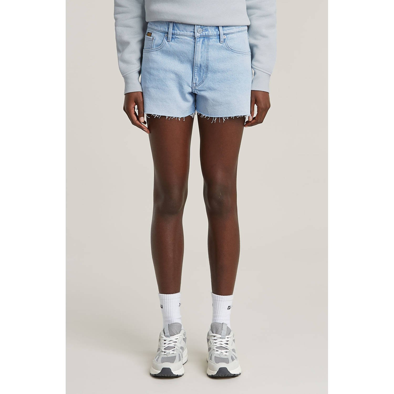 G-Star RAW True Raw Edge Denimshort Lichtblauw Dames
