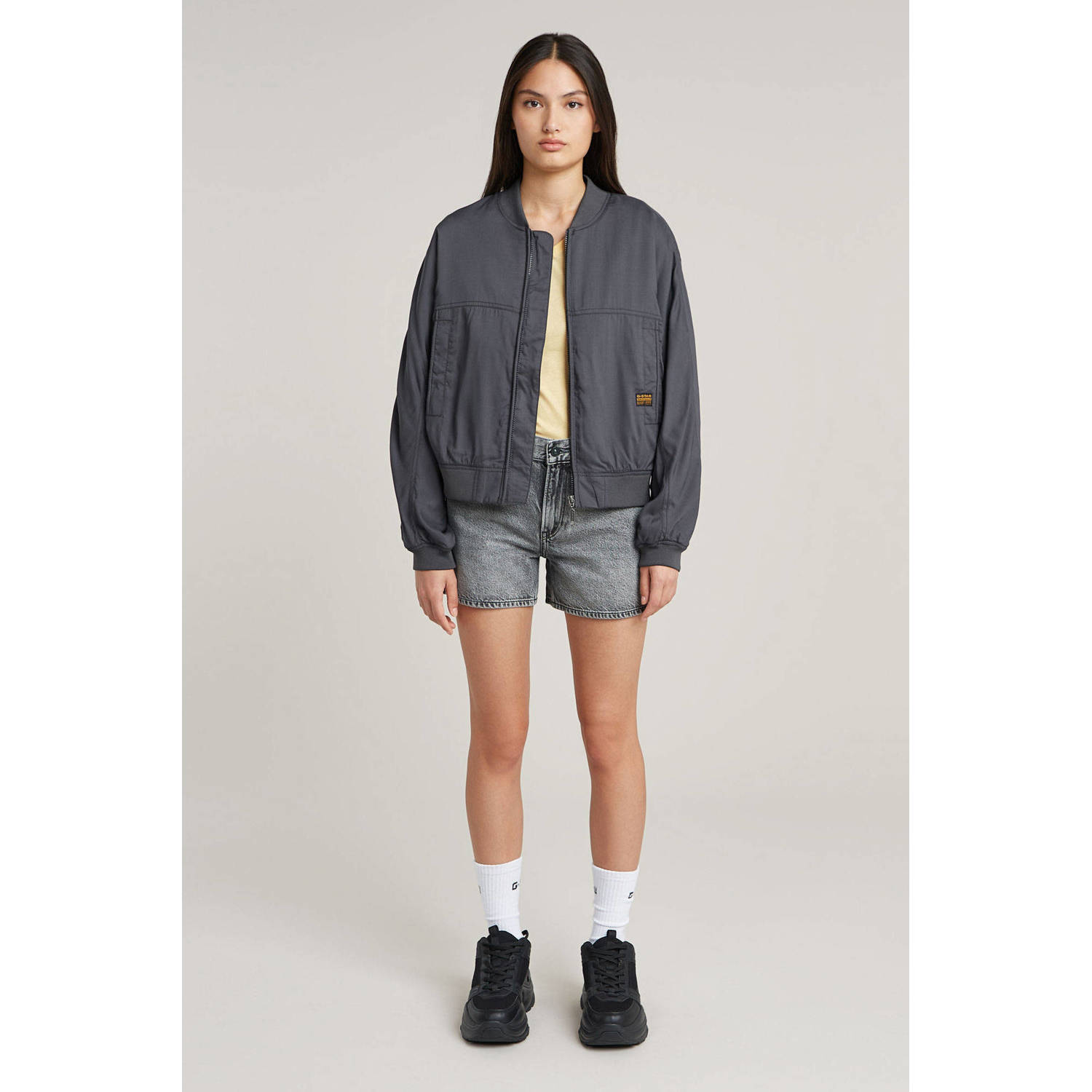 G-STAR denim regular waist short grey denim