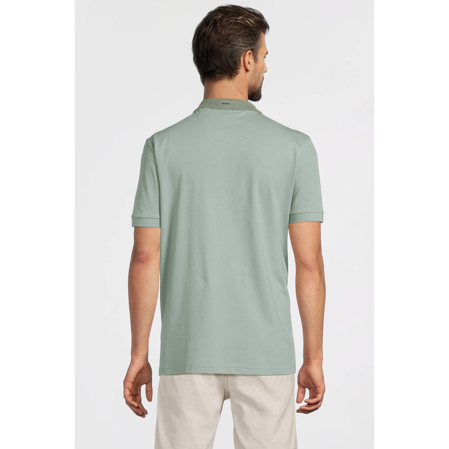 BOSS slim polo grijsgroen