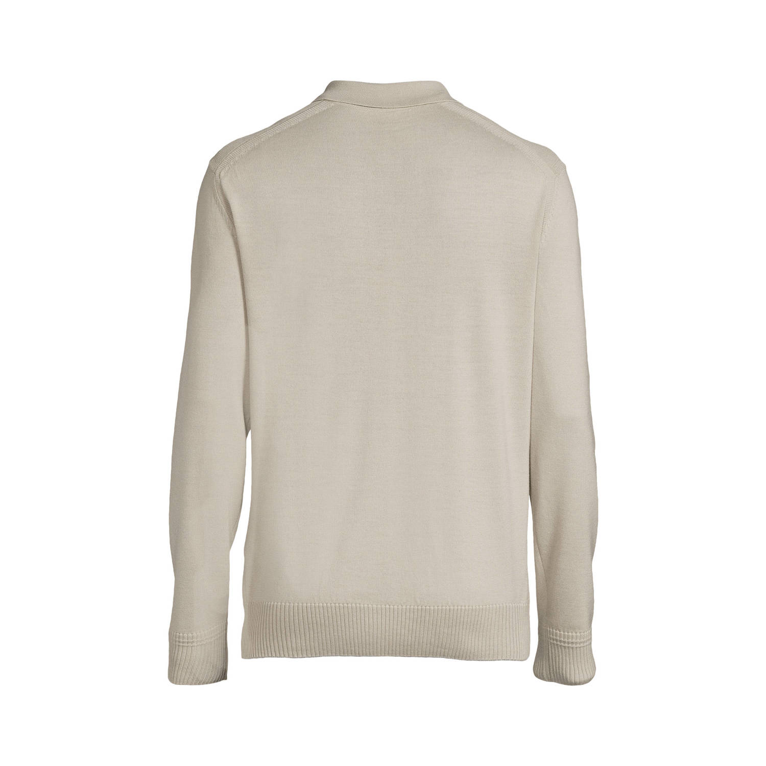 BOSS fijngebreide slim fit polo Avac_PL met wol beige