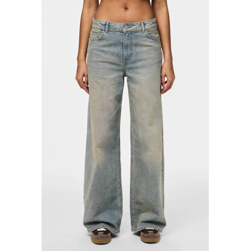 PIECES wide leg jeans wide leg jeans medium blue denim afbeelding