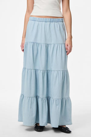 midi rok light blue denim