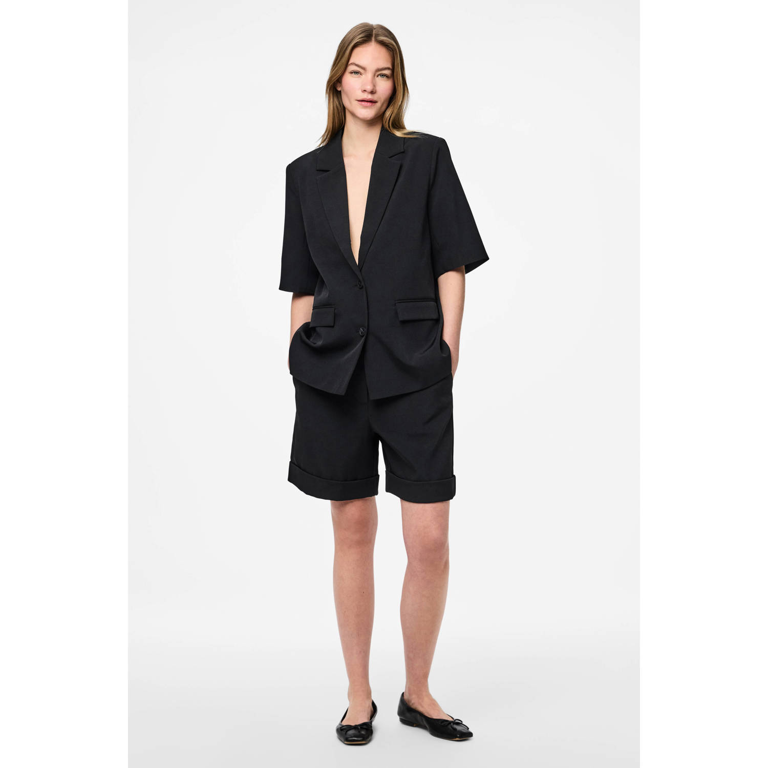 PIECES regular blazer zwart
