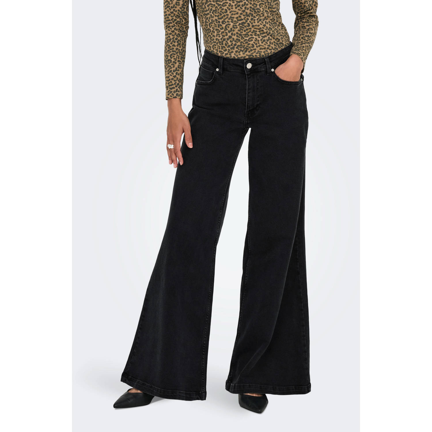 ONLY wide leg jeans black denim