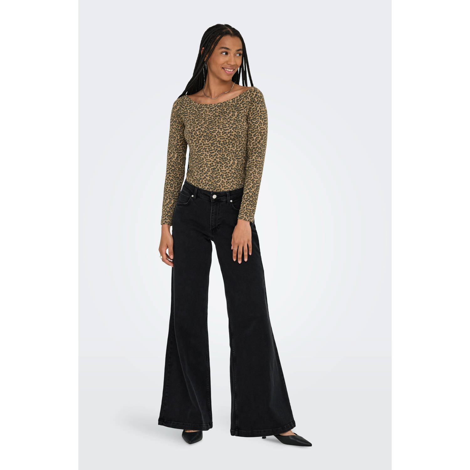 ONLY wide leg jeans black denim