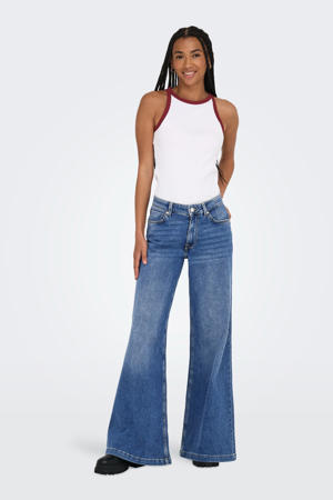 wide leg jeans dark blue denim
