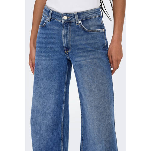 ONLY wide leg jeans dark blue denim afbeelding