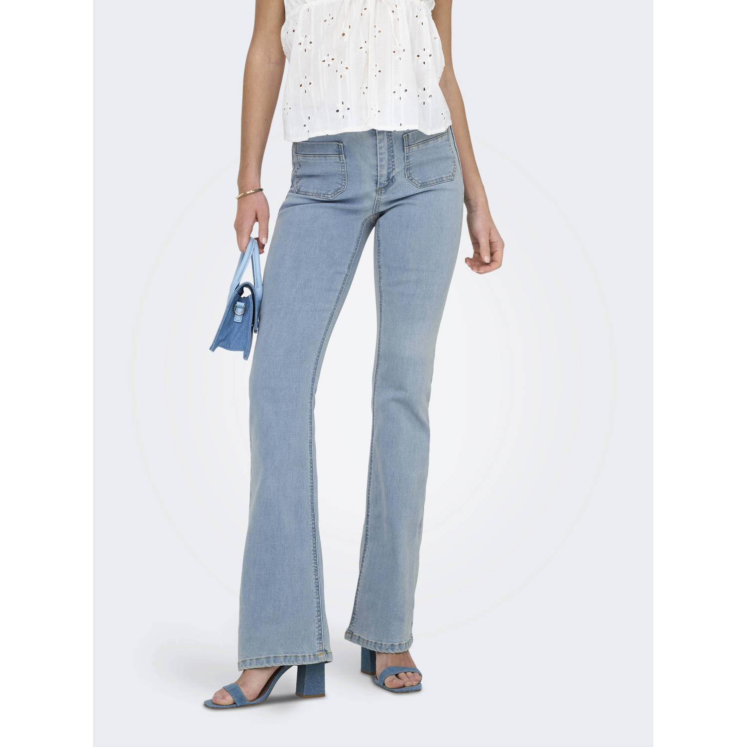 ONLY high waist flared jeans light blue denim