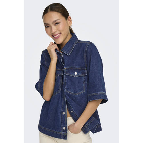 ONLY blouse dark blue denim afbeelding