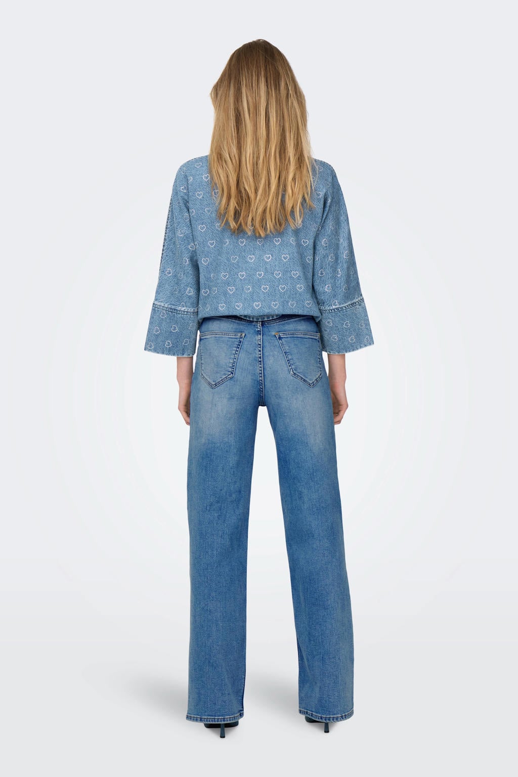 ONLY high waist wide leg jeans medium blue denim