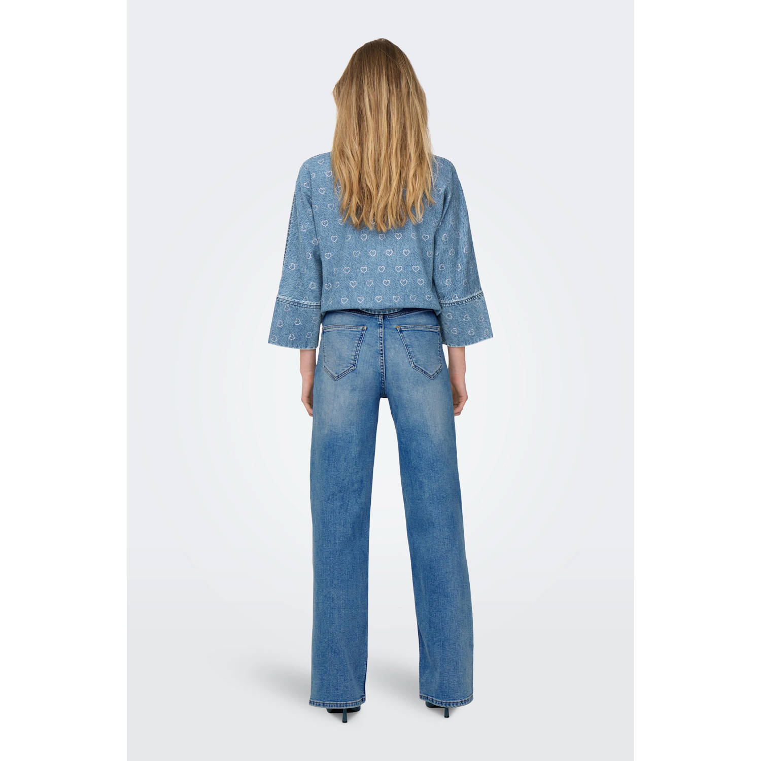 ONLY high waist wide leg jeans medium blue denim