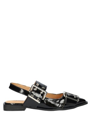lak slingback loafers zwart