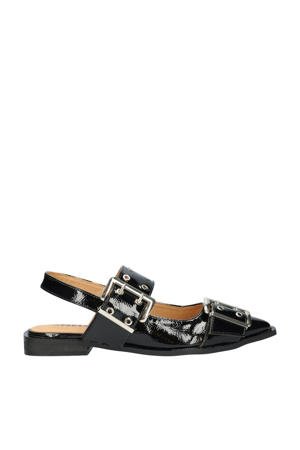   lak slingback loafers zwart