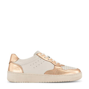   leren sneakers goud/wit