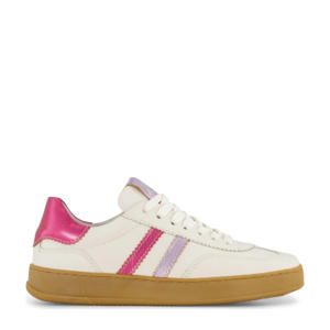   leren sneakers wit/roze