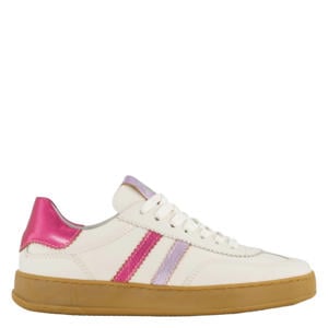 leren sneakers wit/roze