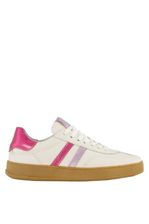leren sneakers wit/roze