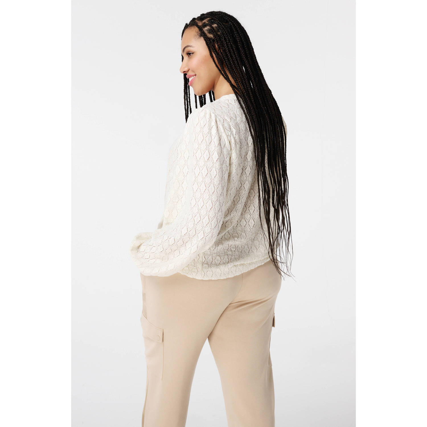 MS Mode top ecru broderie