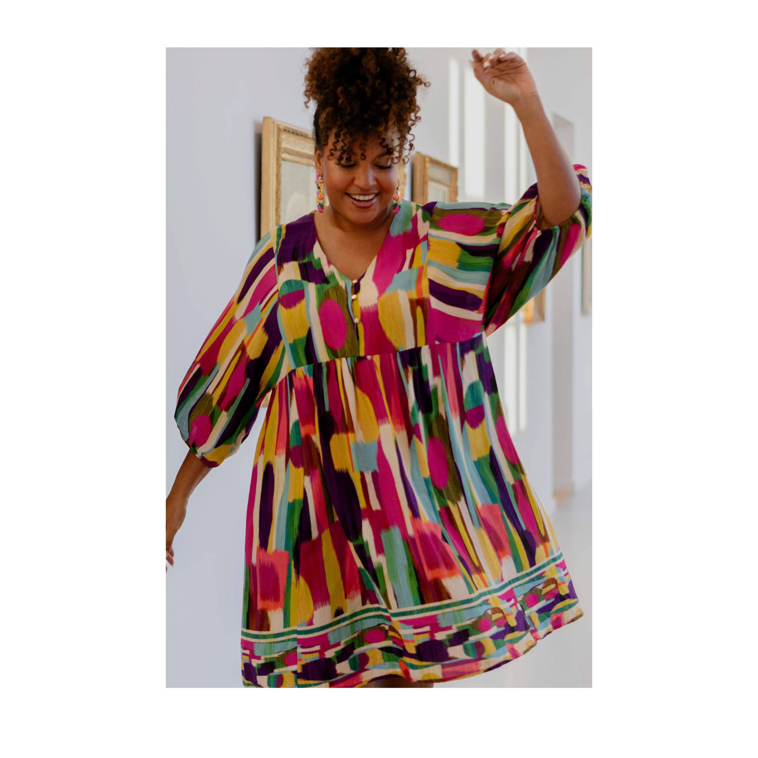 Paprika midi jurk multi
