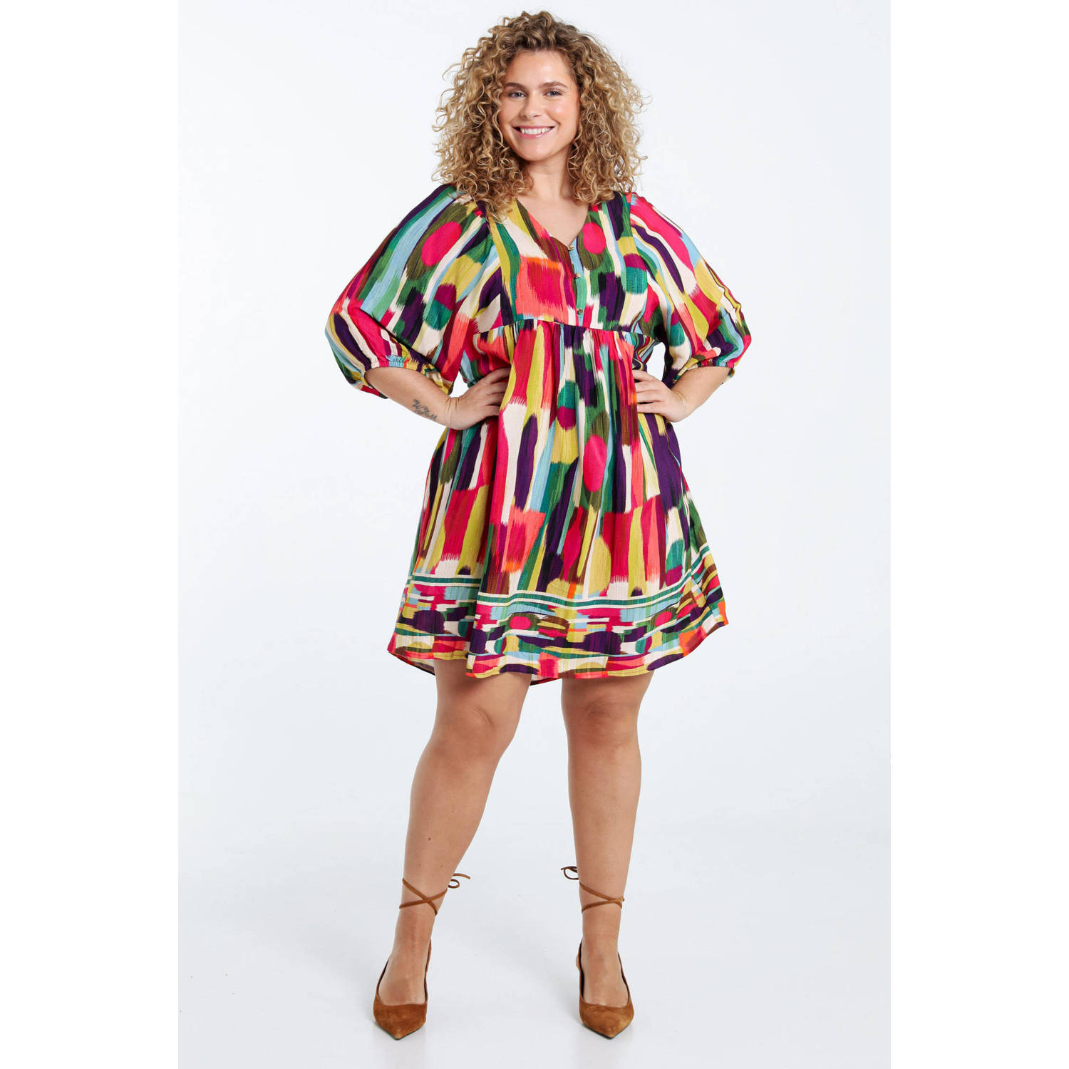 Paprika midi jurk multi