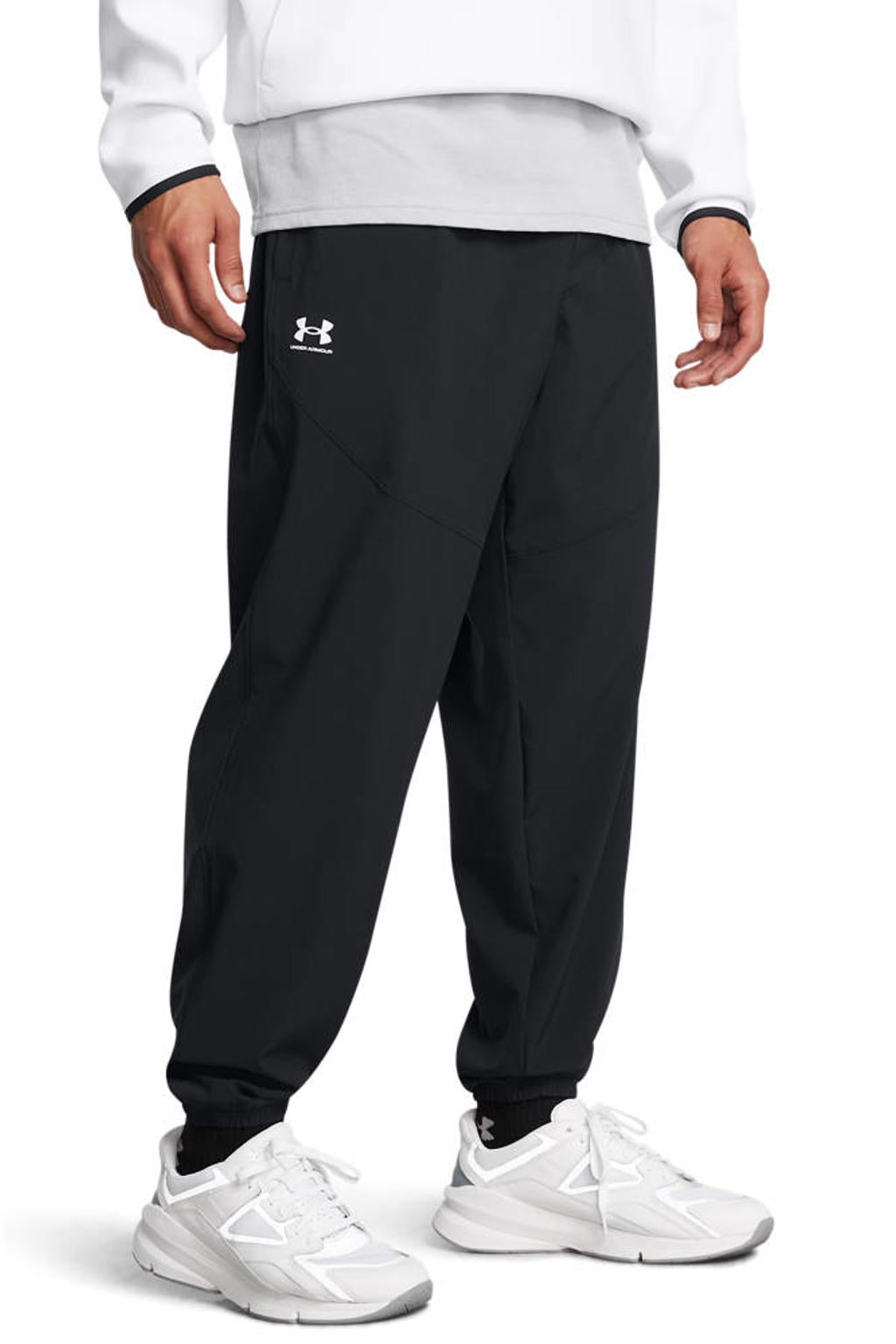 Zwarte heren Under Armour joggingbroek Vibe van polyester met slim fit, elastische tailleband met koord en effen