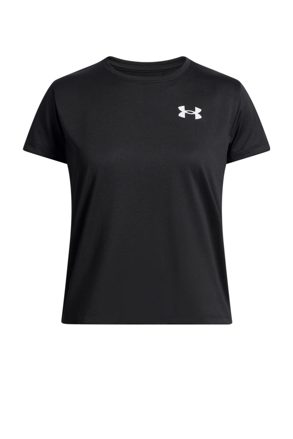 Zwarte jongens en meisjes Under Armour sportshirt van polyester met korte mouwen