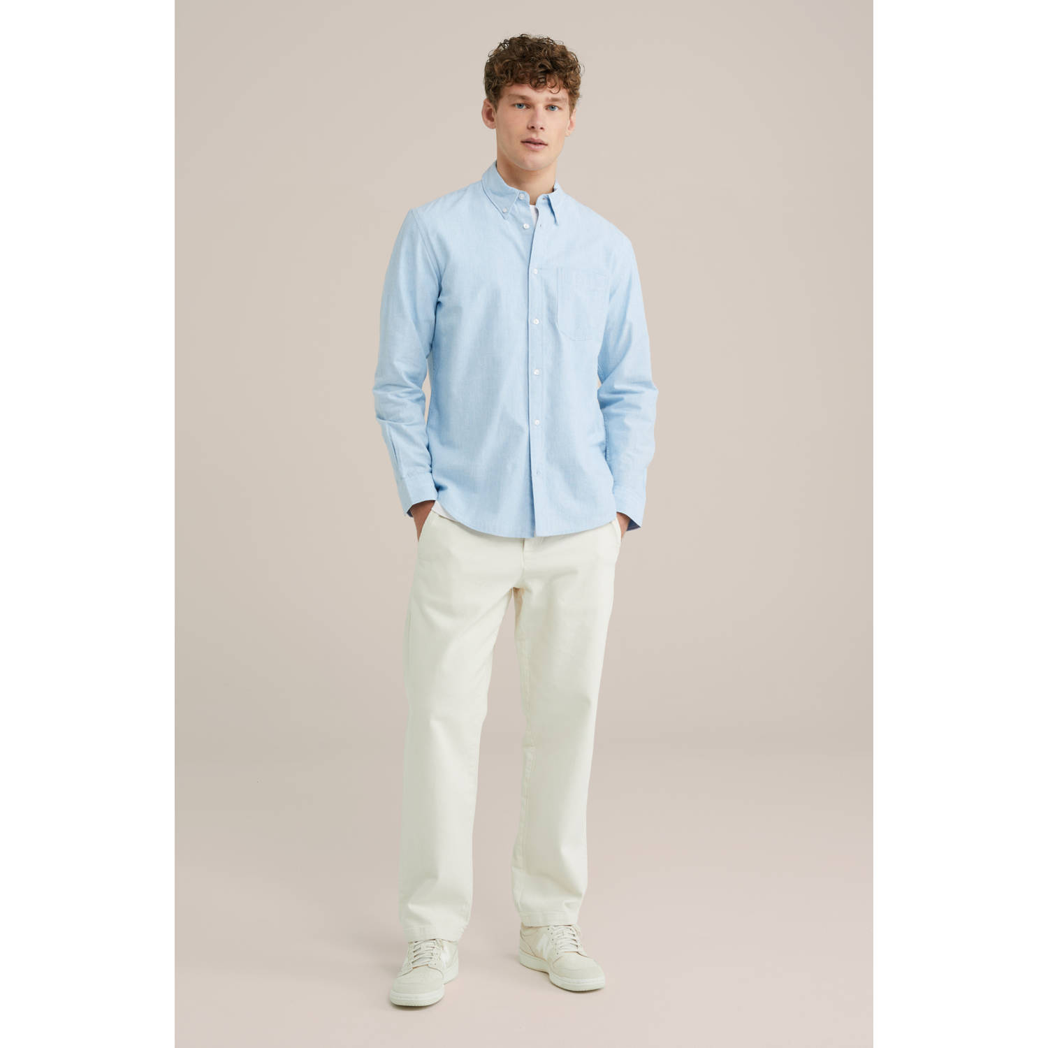 WE Fashion Blue Ridge casual overhemd lichtblauw