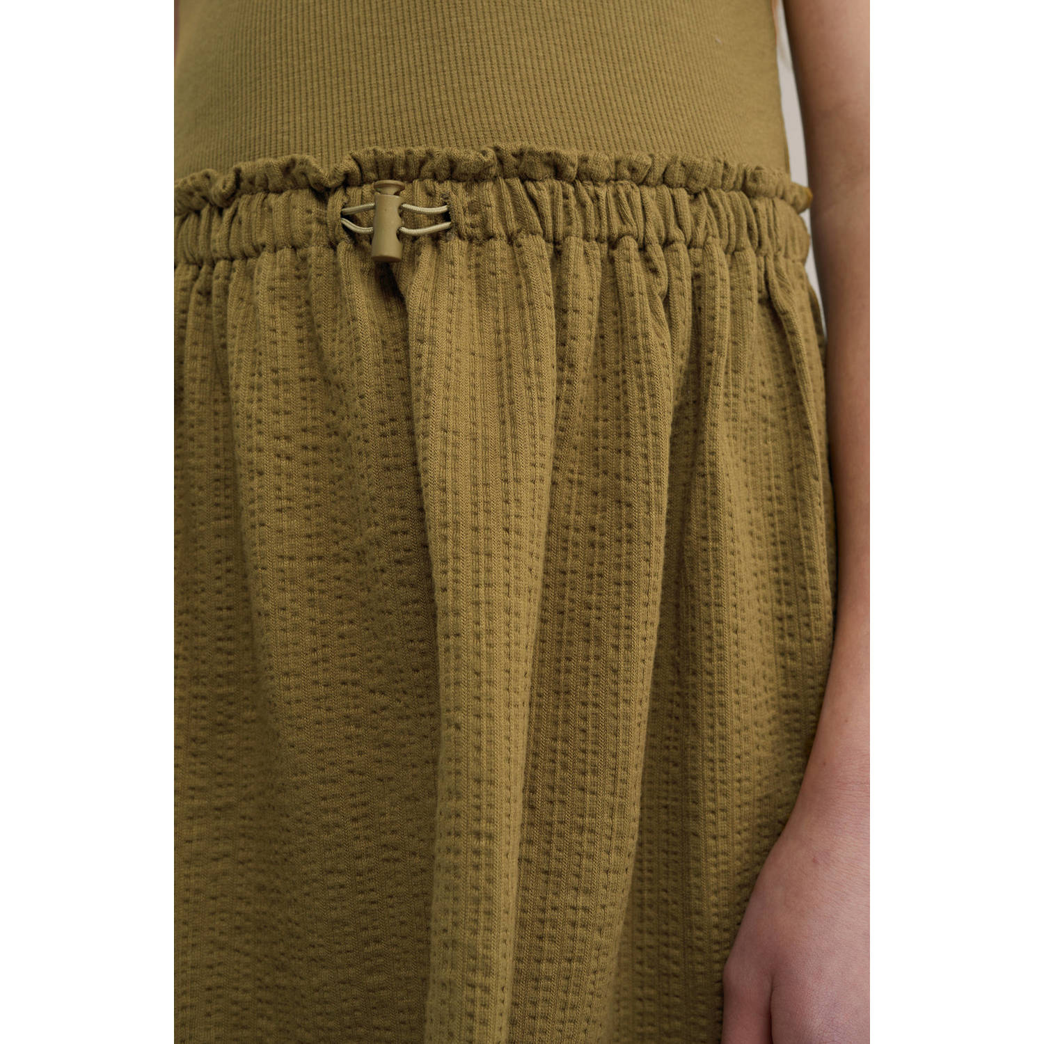 WE Fashion korte jurk rib gebreid kaki