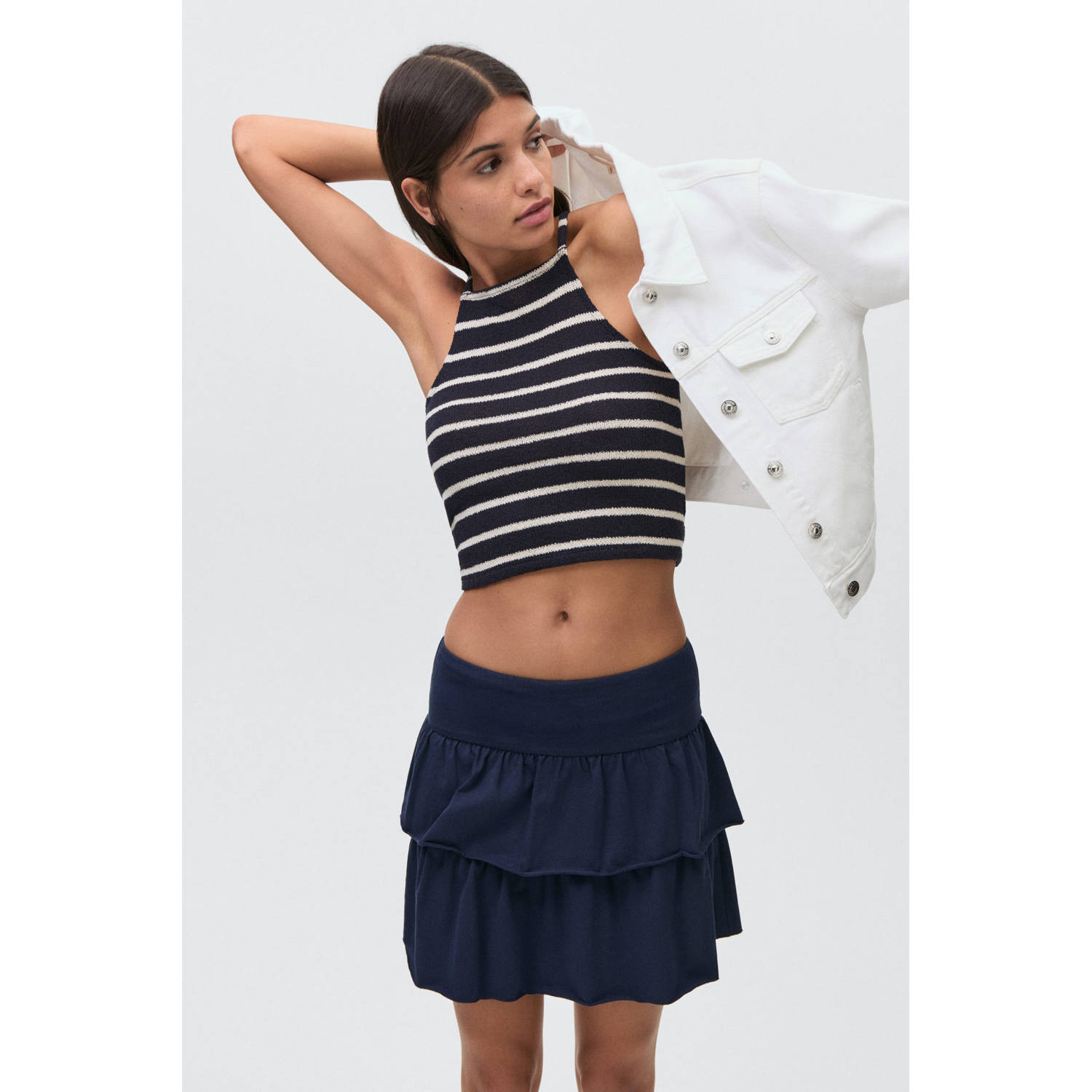 MANGO TEEN strokenrok marineblauw