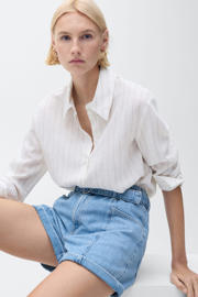 thumbnail: Mango high waist denim short light blue denim