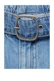 thumbnail: Light blue denim dames Mango high waist shorts van denim met loose fit, rits- en knoopsluiting en effen
