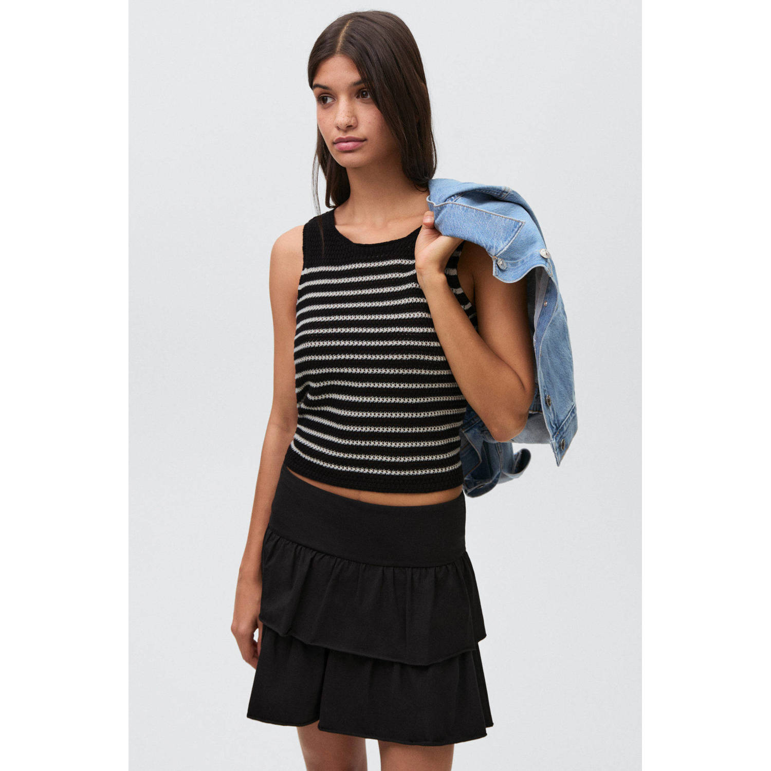 MANGO TEEN strokenrok zwart