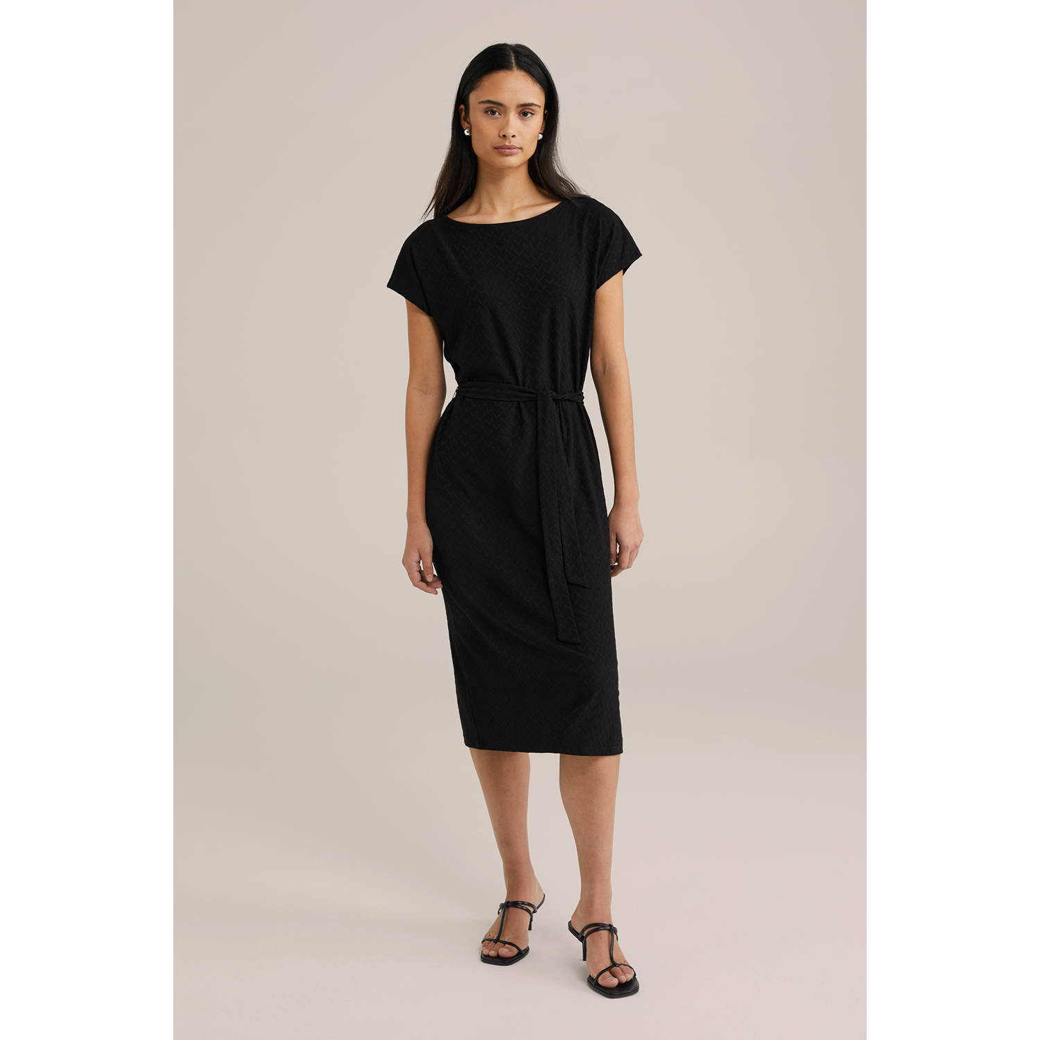 WE Fashion midi jurk zwart