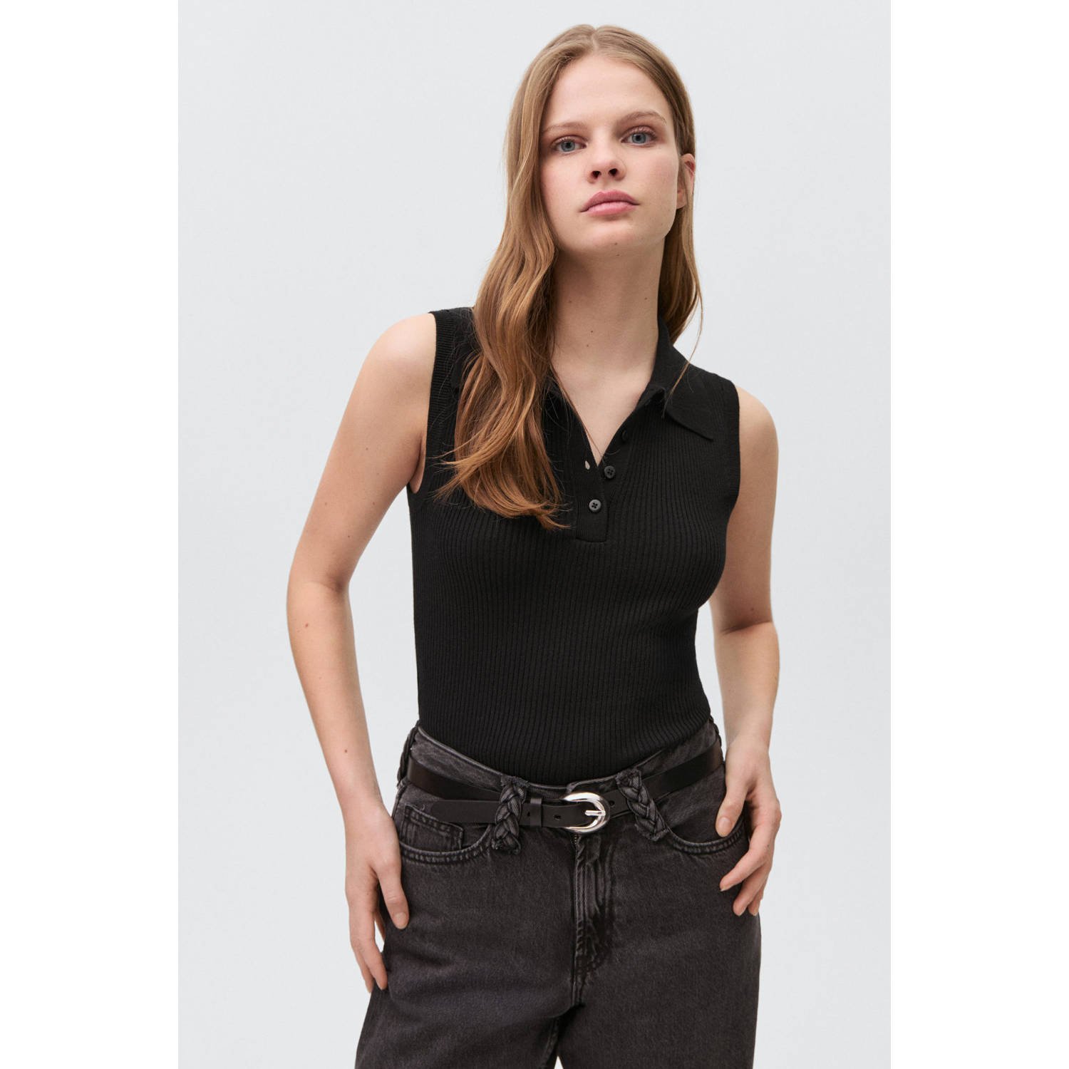 MANGO TEEN mouwloze top zwart