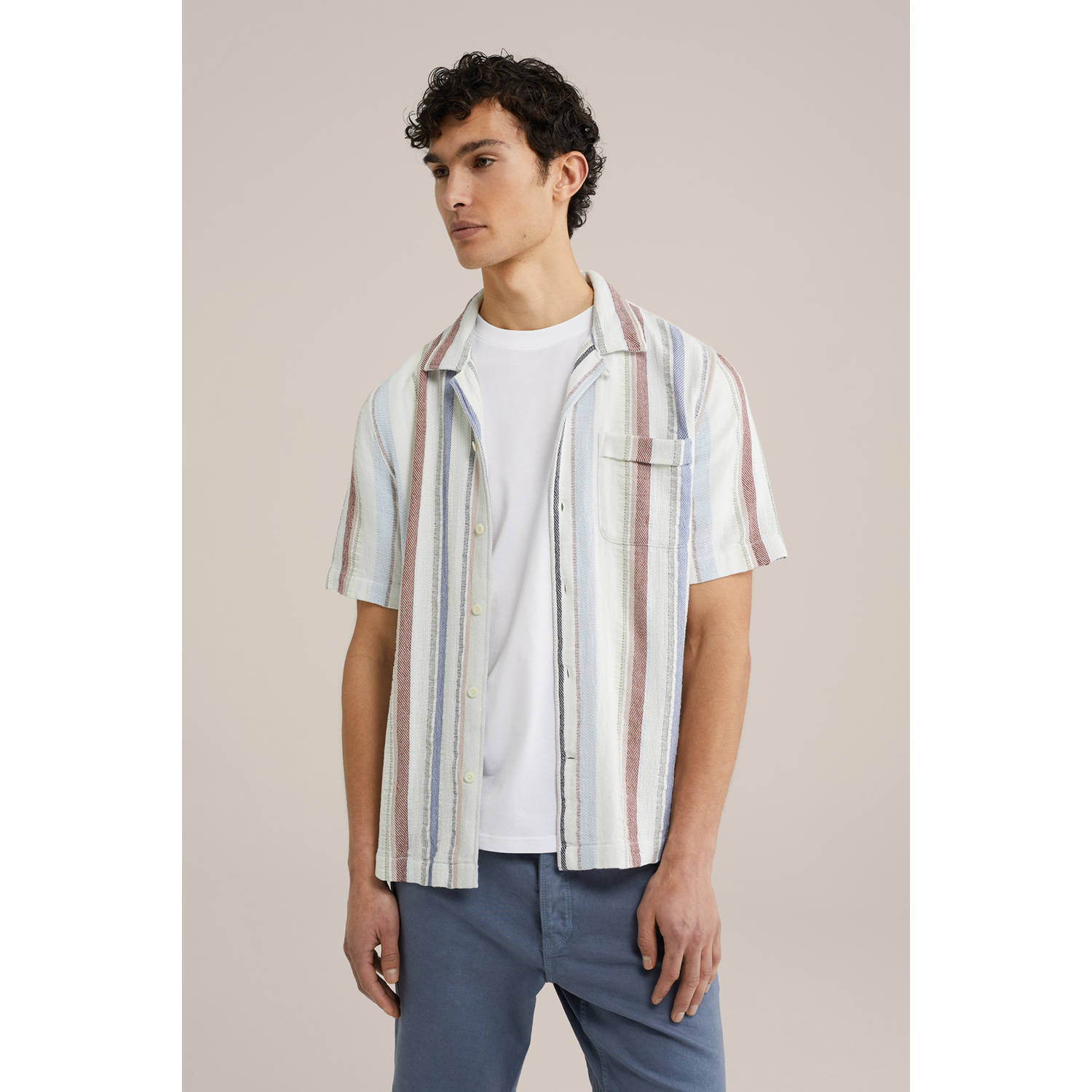 WE Fashion casual overhemd met textuur ecru