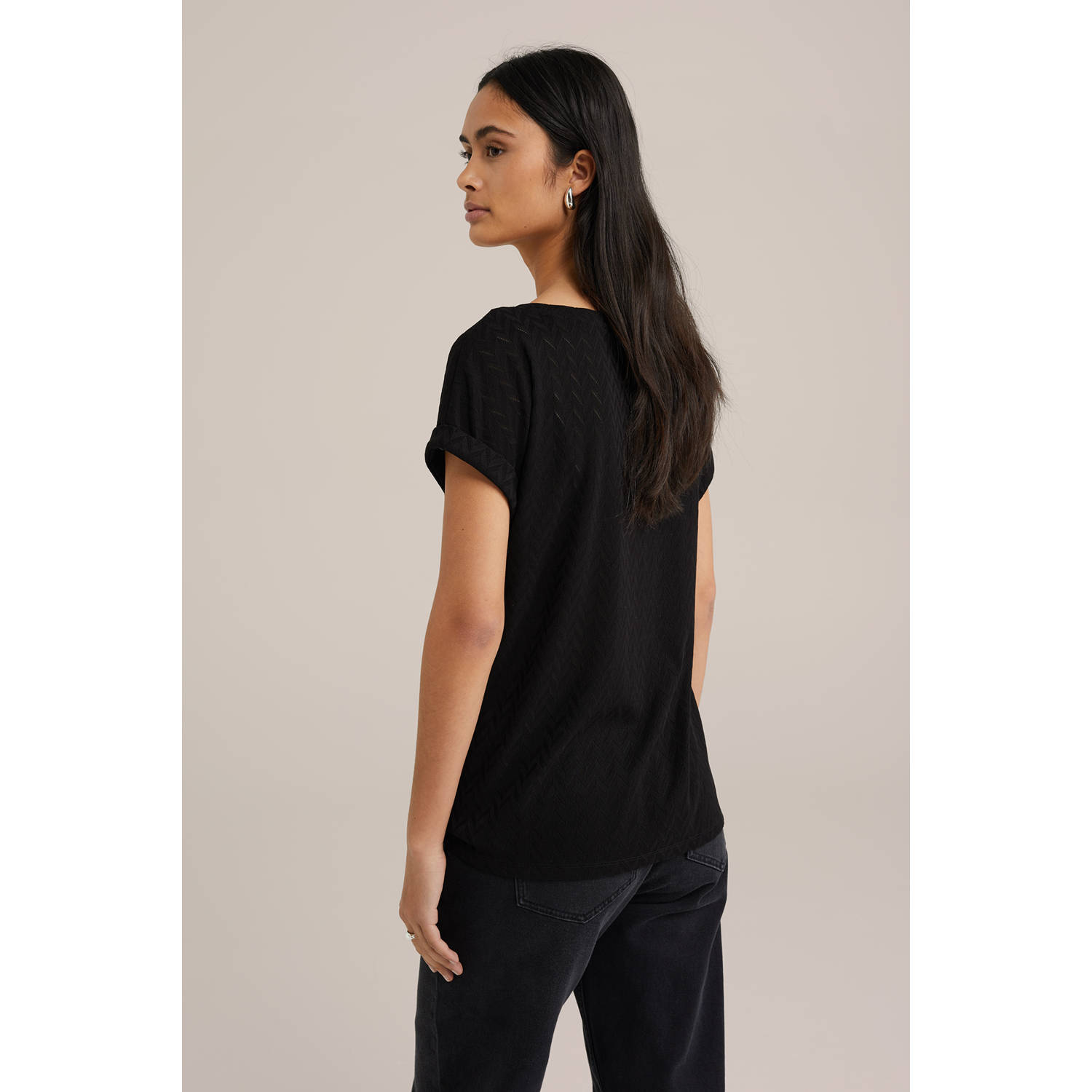 WE Fashion top zwart ajour