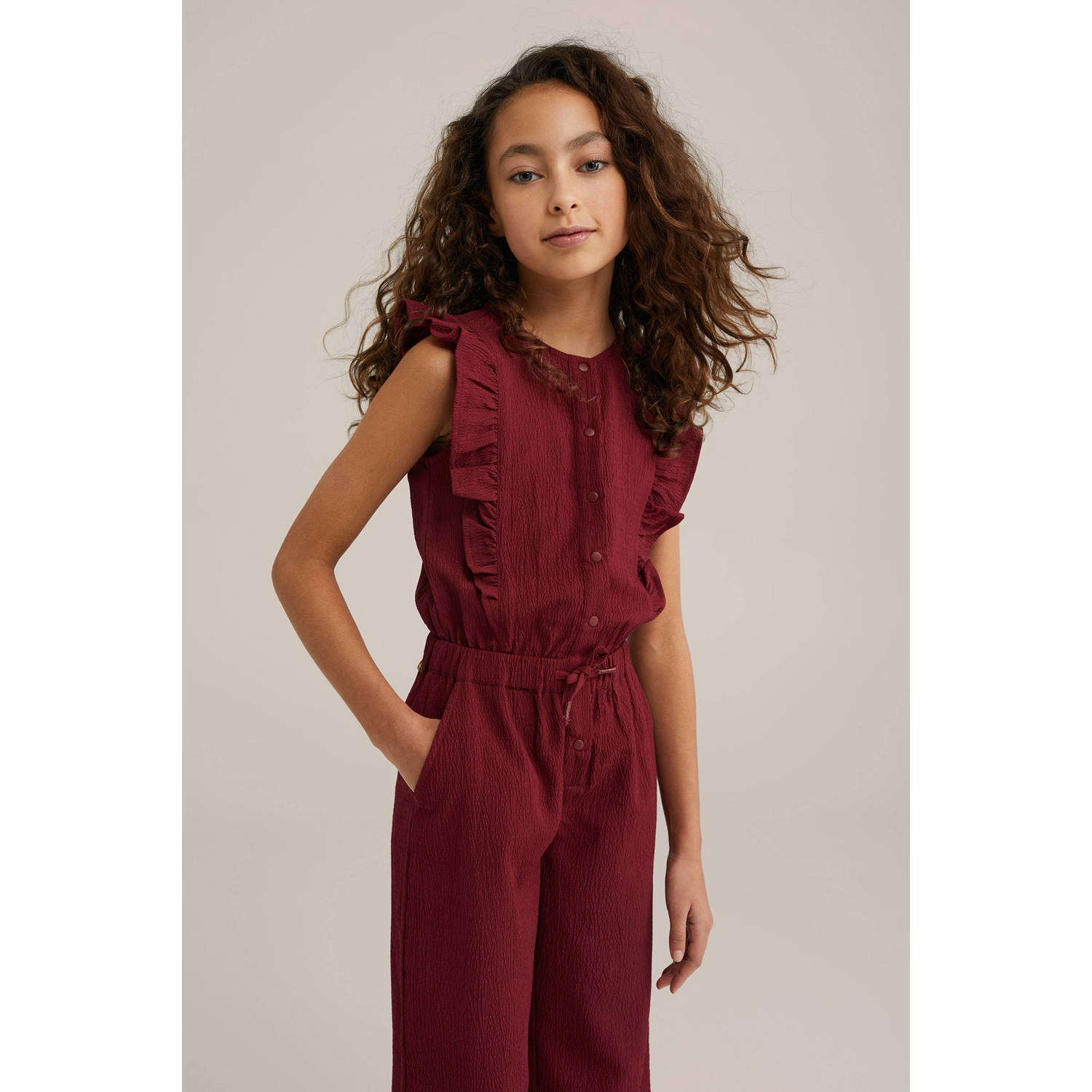 WE Fashion straight jumpsuit donkerrood