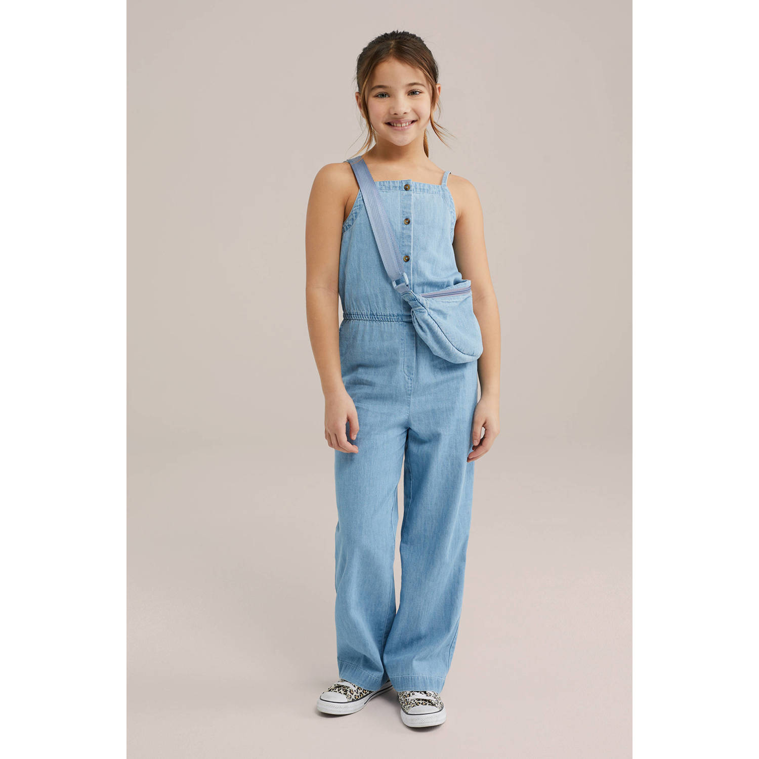 WE Fashion Blue Ridge straight jumpsuit light blue denim