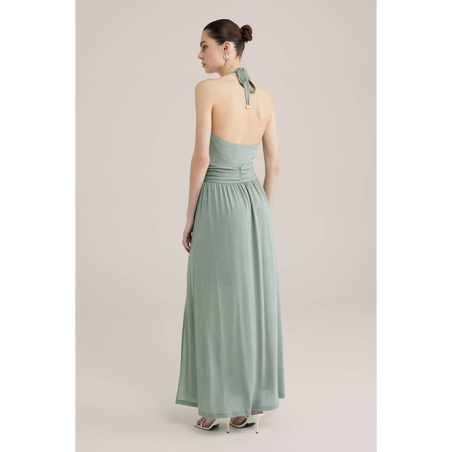 WE Fashion galajurk met lurex lichtgroen