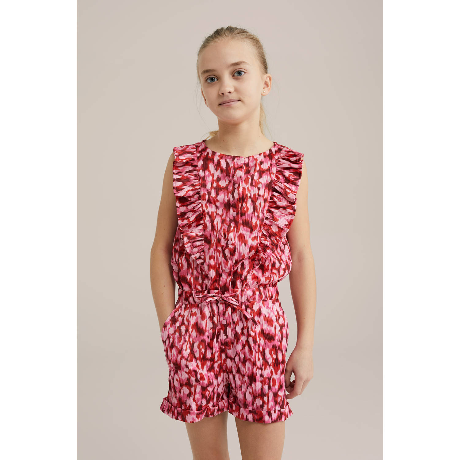 WE Fashion playsuit roze lichtroze donkerrood