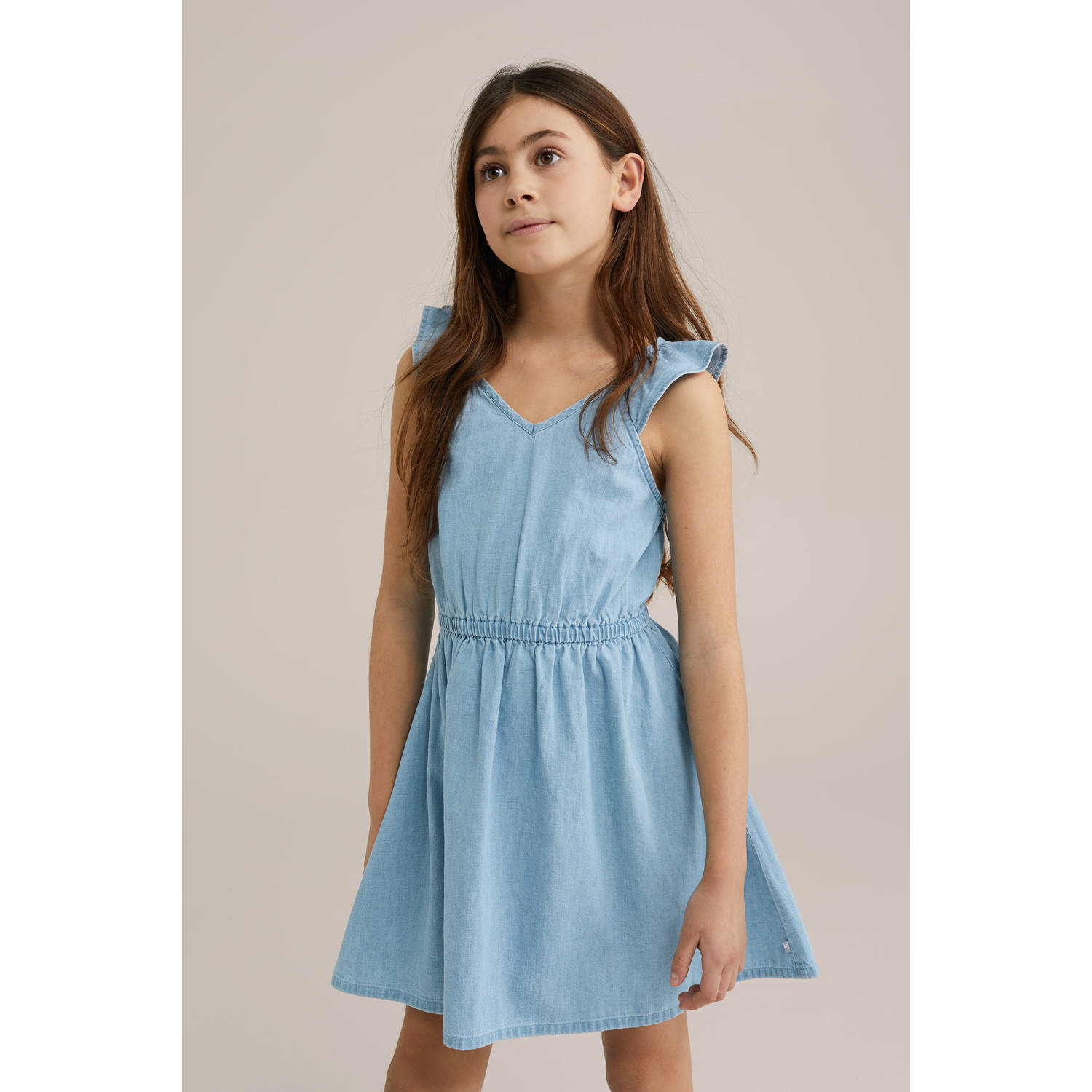 WE Fashion korte jurk light blue denim